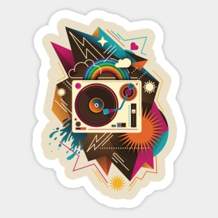 Retro Rainbow Turntable Sticker